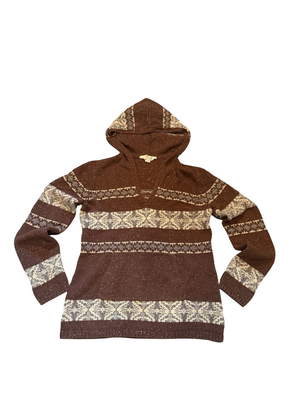 Vintage Gander mountain Women’s Brown Hooded Fair Isle Sweater